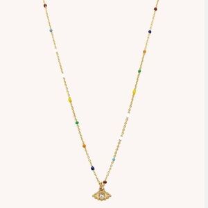 Rebecca Minkoff Evil Eye Beaded Delicate Necklace New